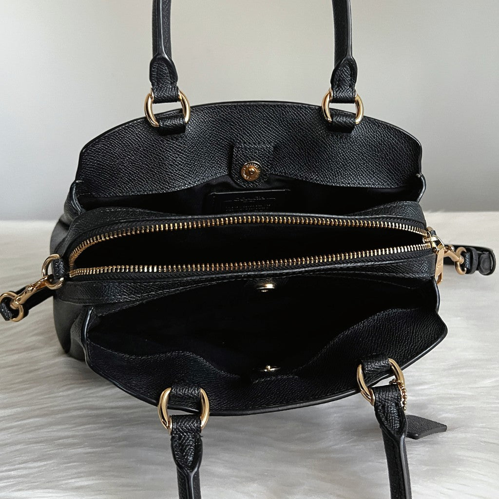 Coach Black Leather Triple Compartment Career 2 Way Shoulder Bag Like New