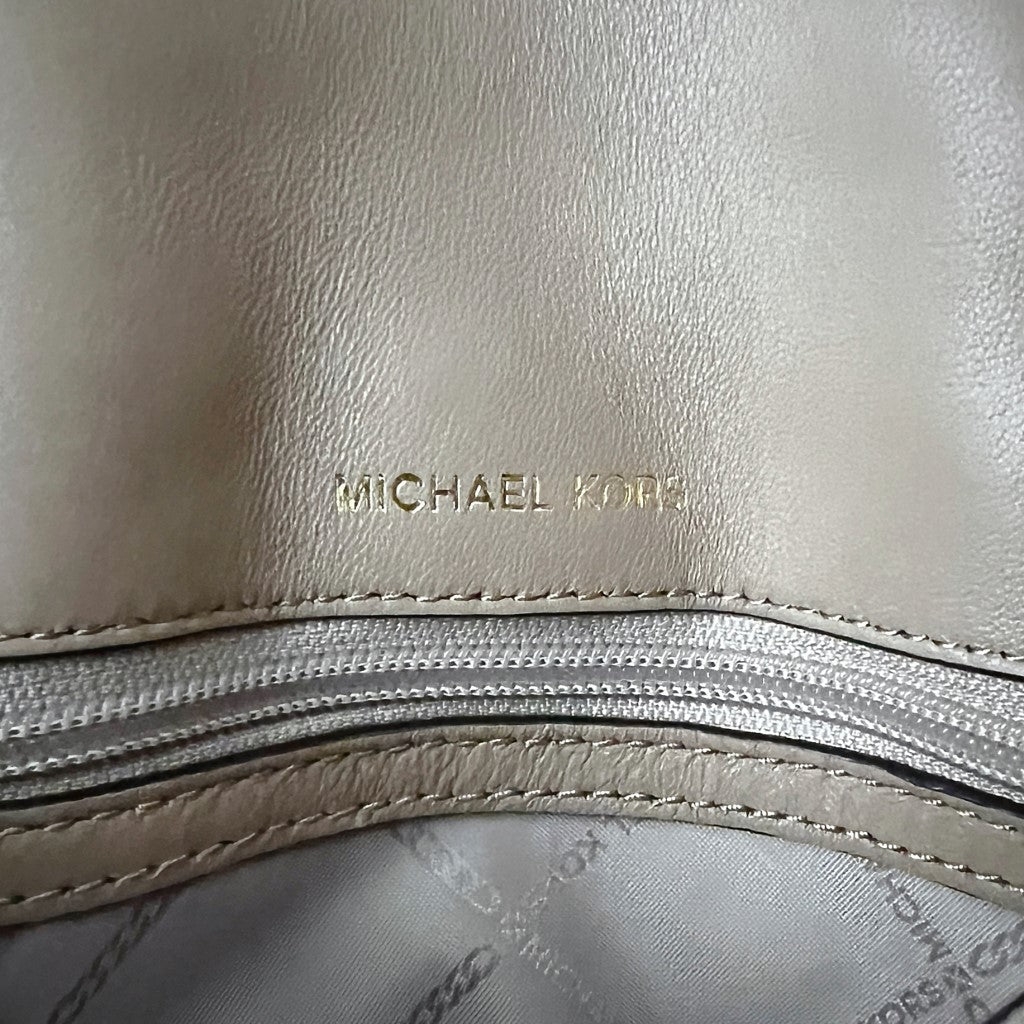Michael Kors Mocha Leather Quilted Chain Detail 2 Way Shoulder Bag Like New
