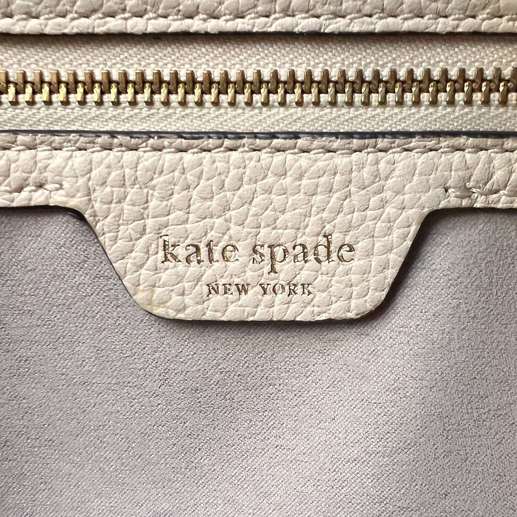 Kate Spade Creamy Leather Front Logo Triple Compartment Shoulder Bag Excellent