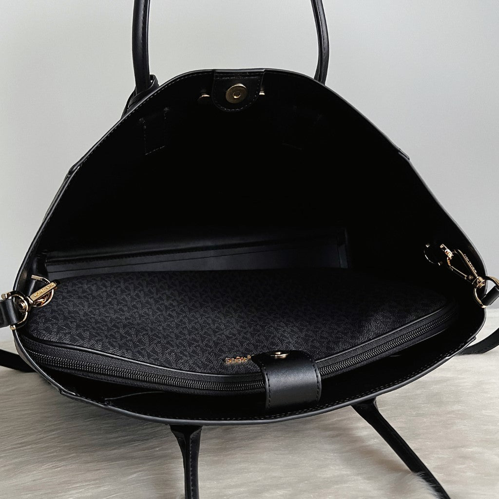 Michael Kors Black Leather Oversized Shoulder Bag + Computer Bag Like New