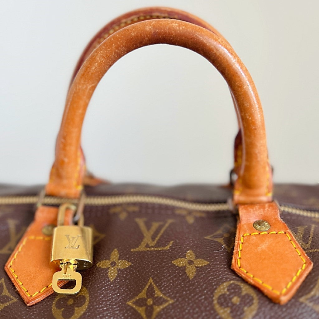 Louis Vuitton Signature Monogram Speedy 40 Large Tote Bag + Lock & Keys