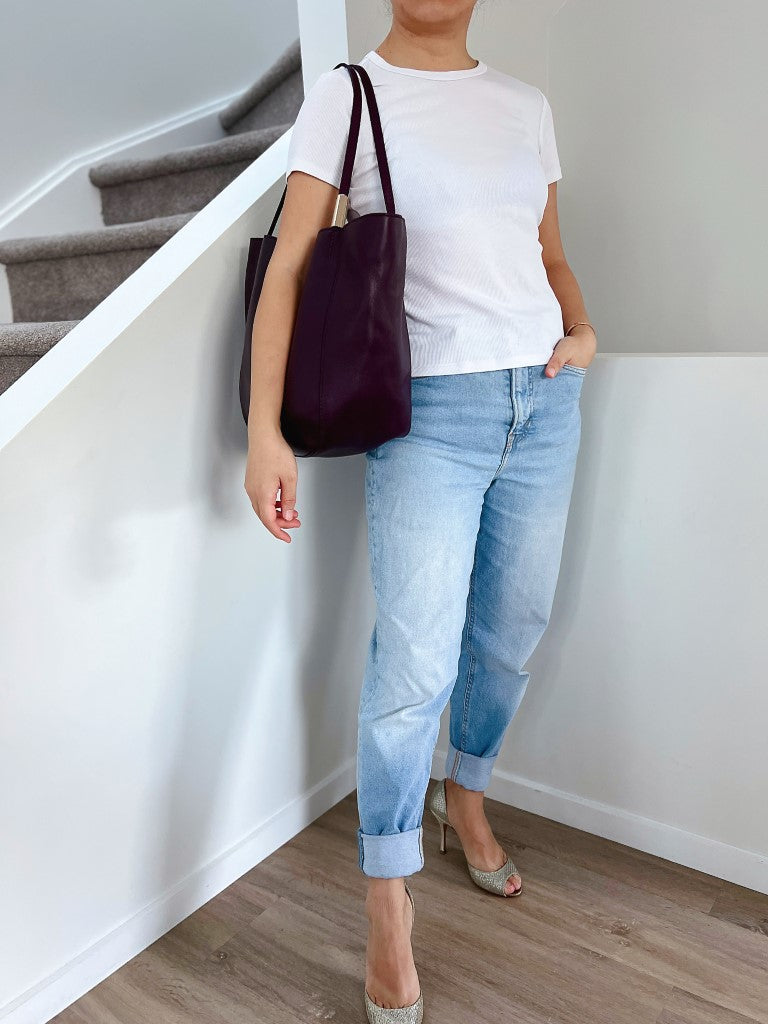 Jimmy Choo Burgundy Leather Slouchy Carryall Shoulder Bag Excellent