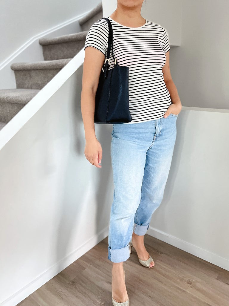 Tory Burch Navy Leather Triple Compartment Carryall Shoulder Bag Excellent