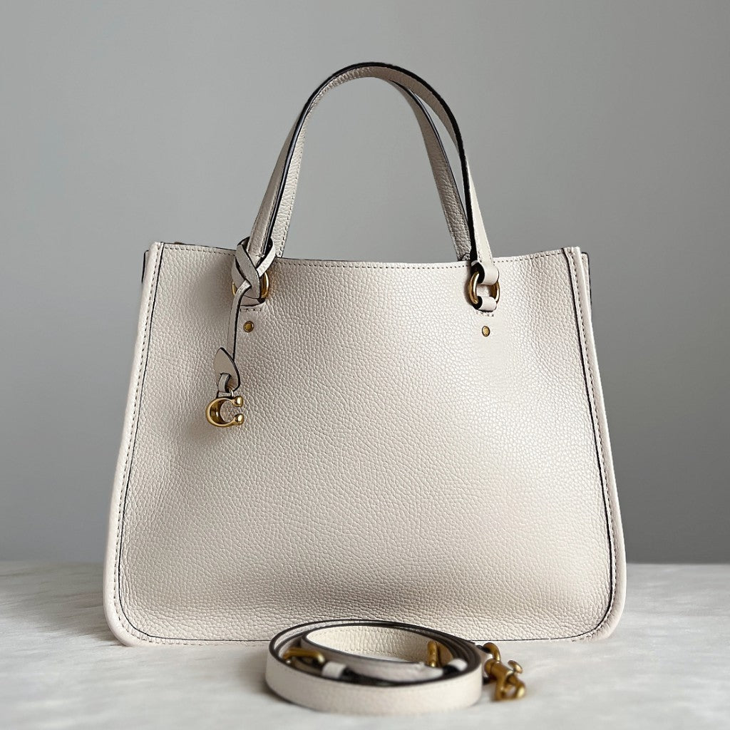 Coach Creamy Leather Triple Compartment Career 2 Way Shoulder Bag