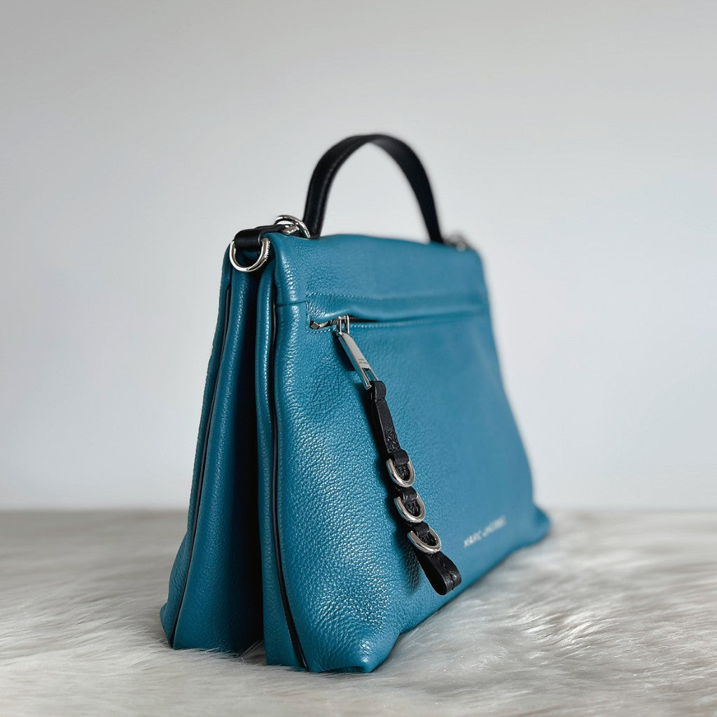 Marc Jacobs Teal Leather Double Compartment 2 Way Shoulder Bag Like New