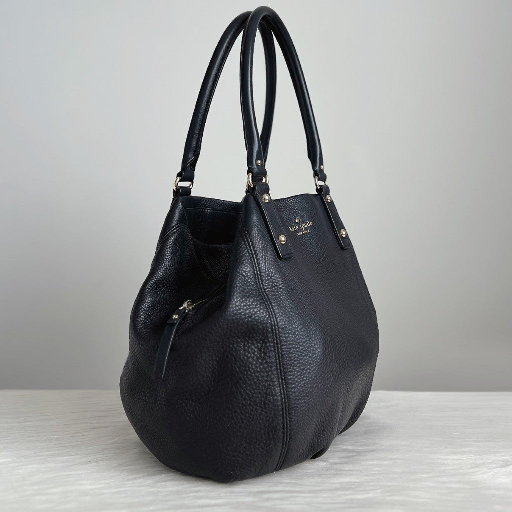 Kate Spade Black Leather Triple Compartment Shoulder Bag Excellent