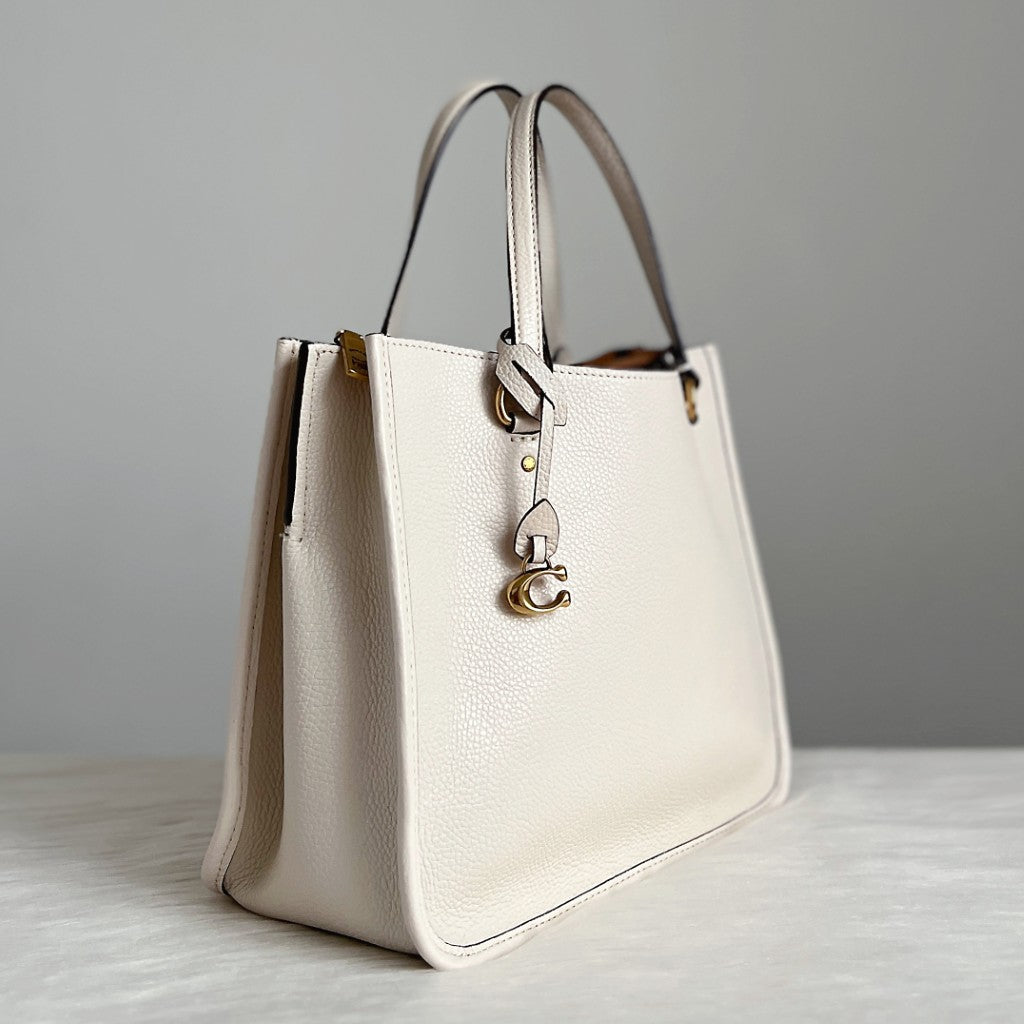 Coach Creamy Leather Triple Compartment Career 2 Way Shoulder Bag