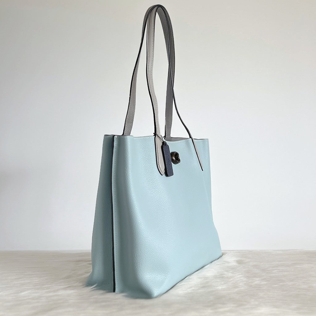 Coach Two Tone Leather Triple Compartment Career Shoulder Bag Like New