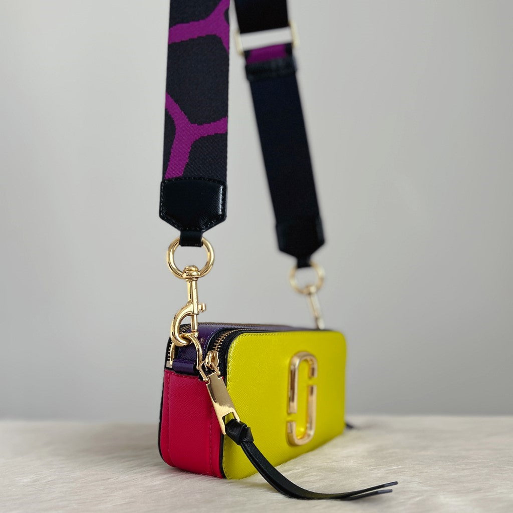 Marc Jacobs Tri-Tone Leather Camera Crossbody Shoulder Bag