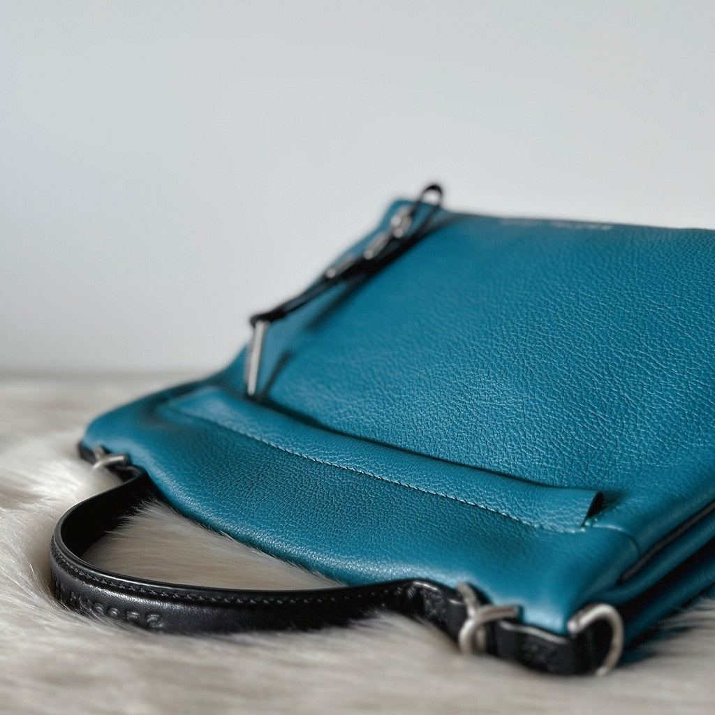 Marc Jacobs Teal Leather Double Compartment 2 Way Shoulder Bag Like New