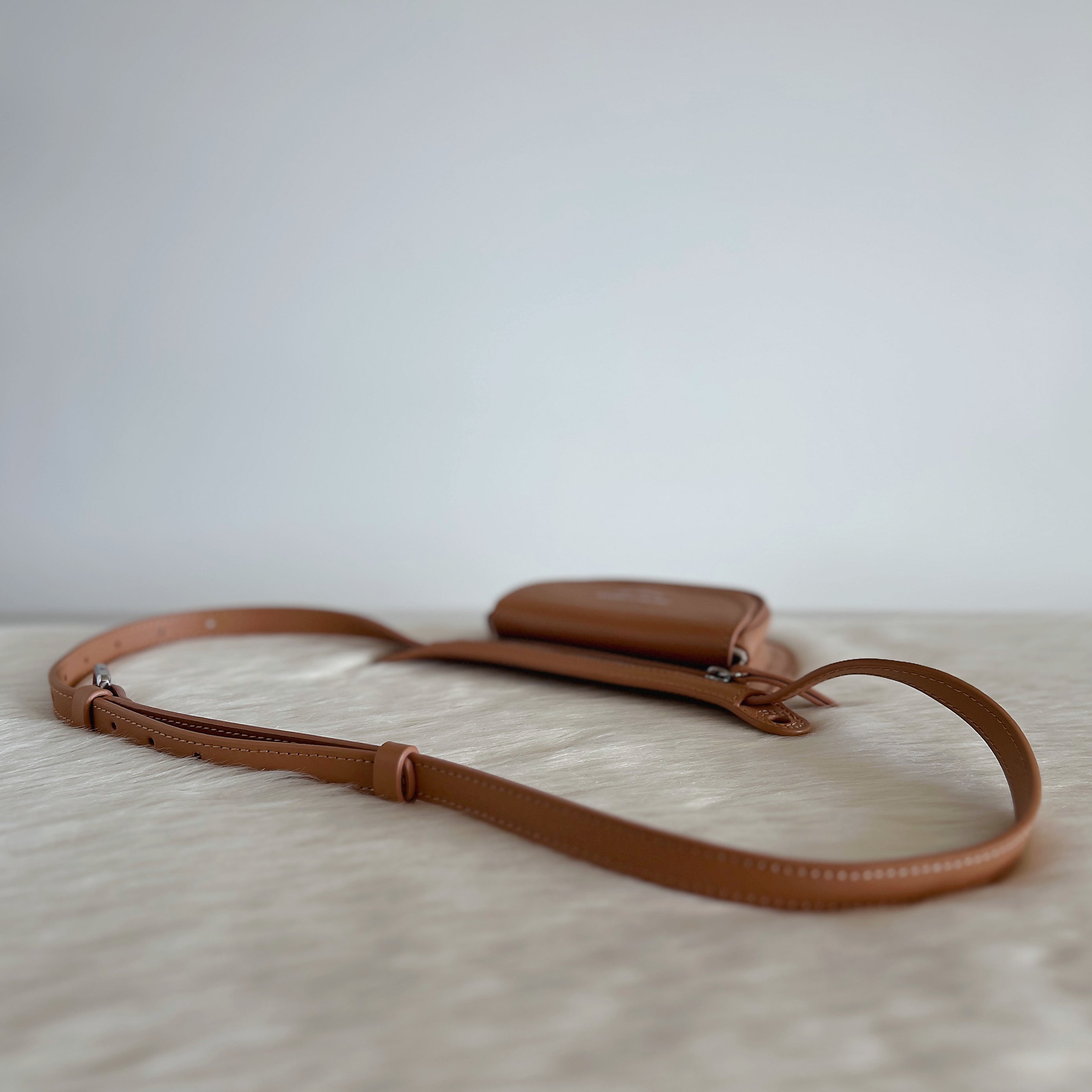 Emporio Armani Beige Leather Mini Waist Bag Like New