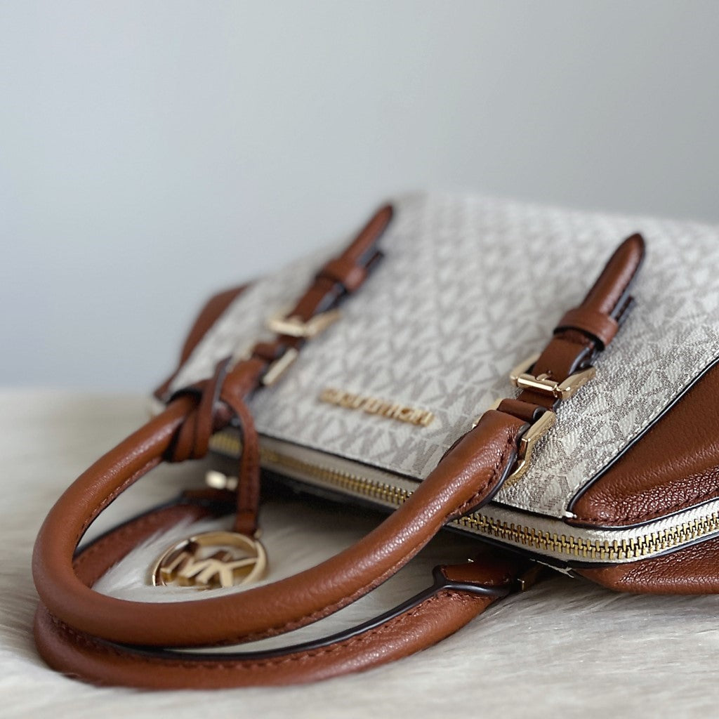 Michael Kors Caramel Leather Monogram 2 Way Shoulder Like New