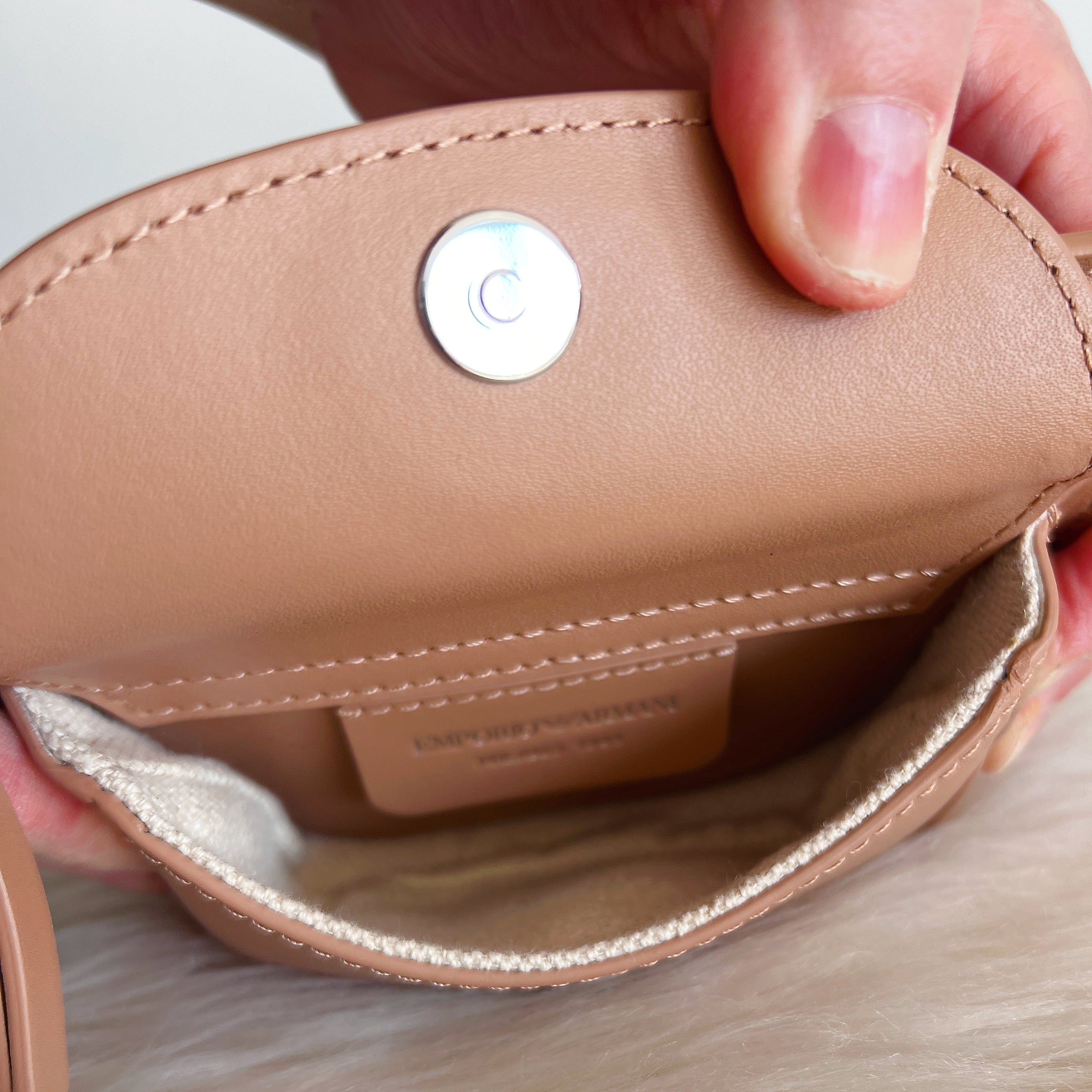 Emporio Armani Beige Leather Mini Waist Bag Like New