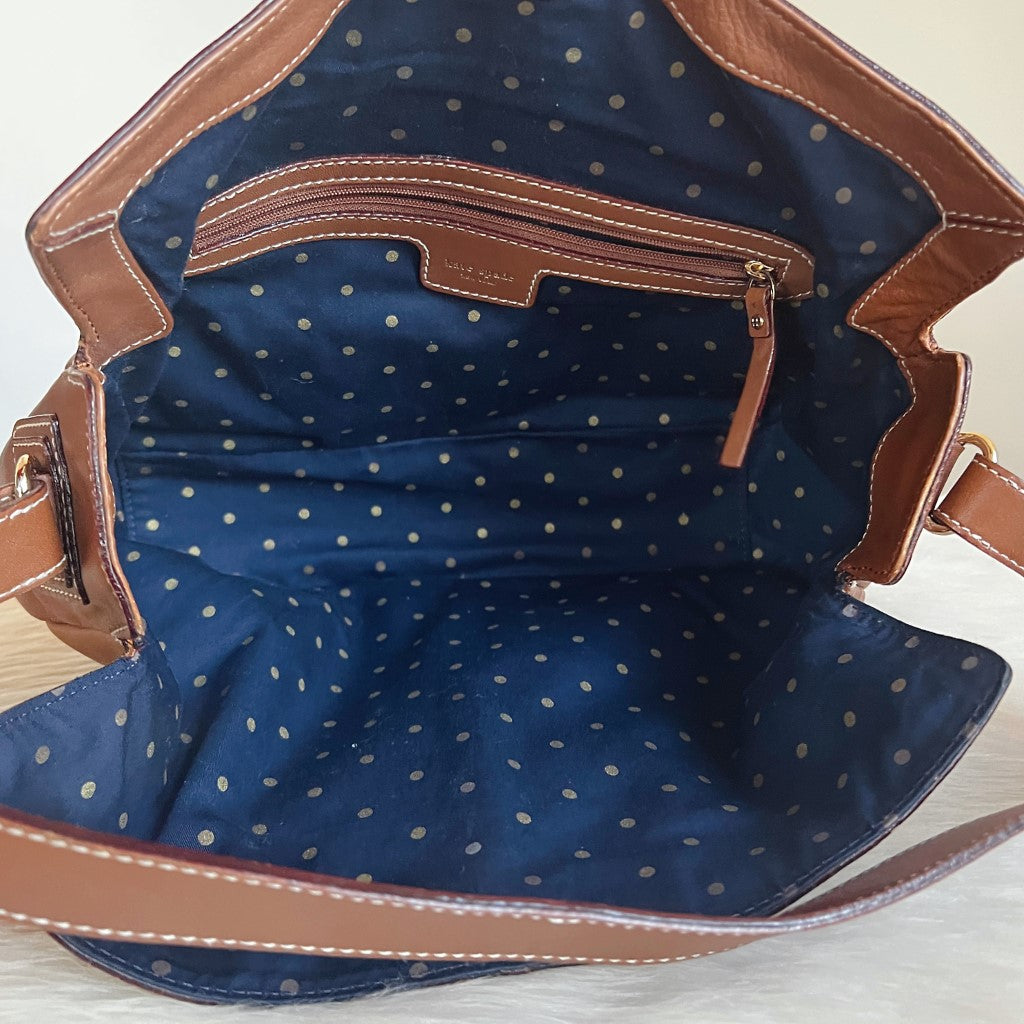 Kate Spade Caramel Leather Slouchy Front Buckle Shoulder Bag