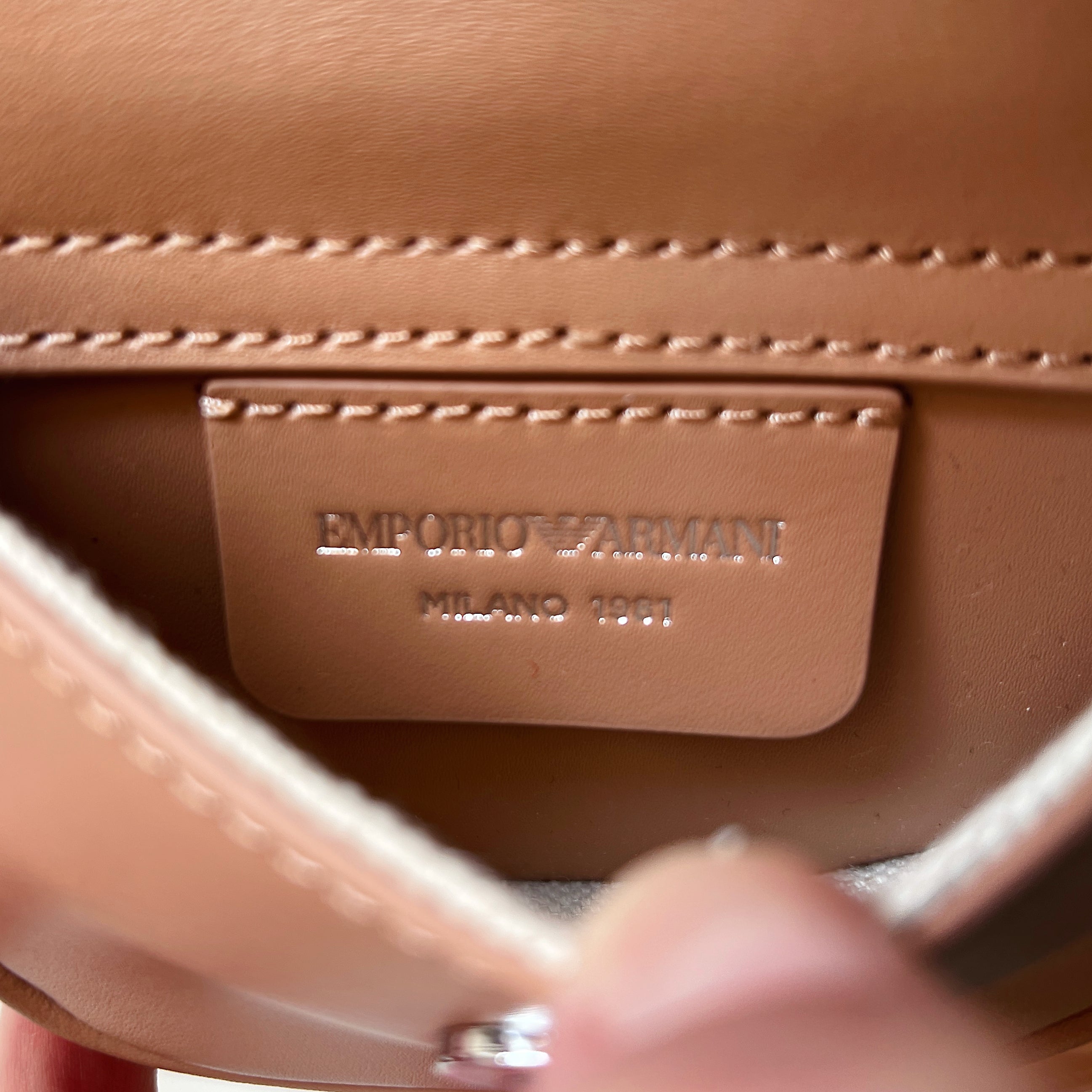 Emporio Armani Beige Leather Mini Waist Bag Like New