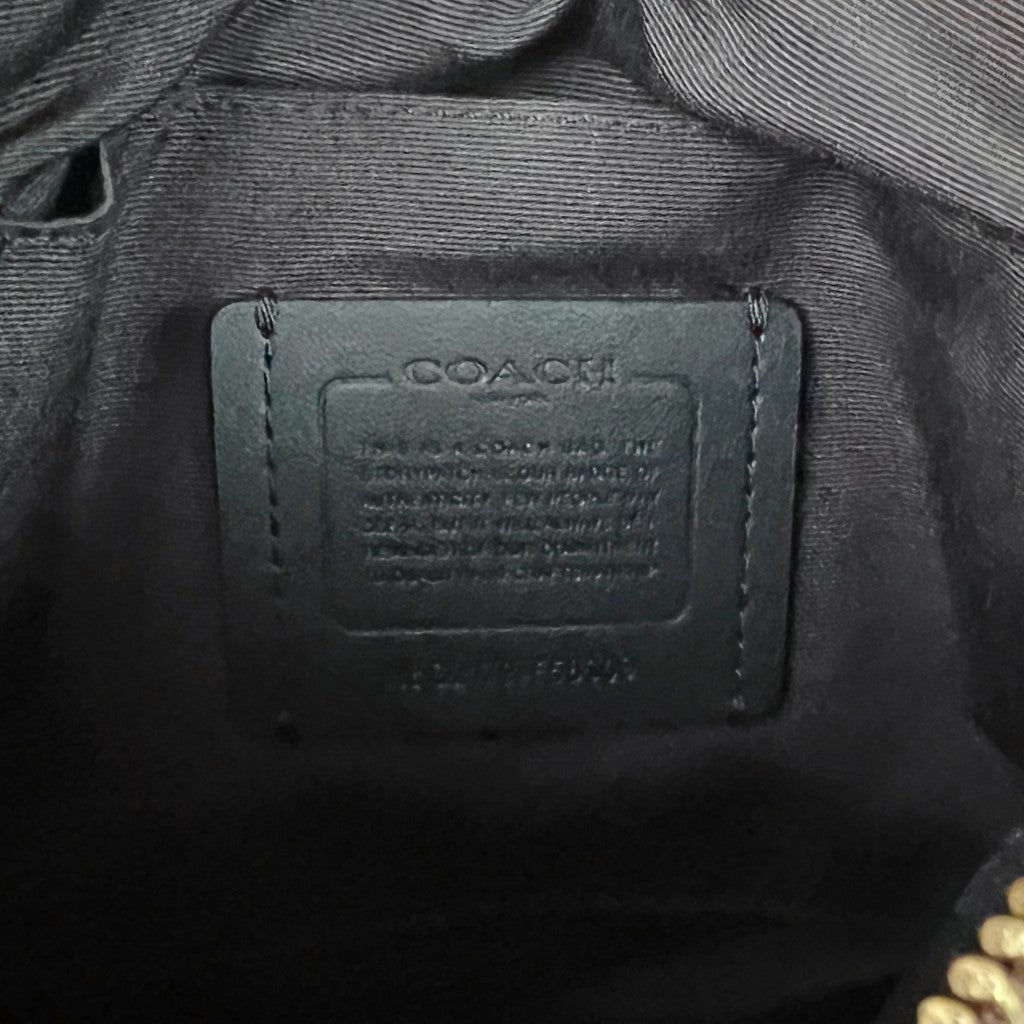 Coach Black Leather Monogram Front Logo Crossbody Shoulder Bag Like New