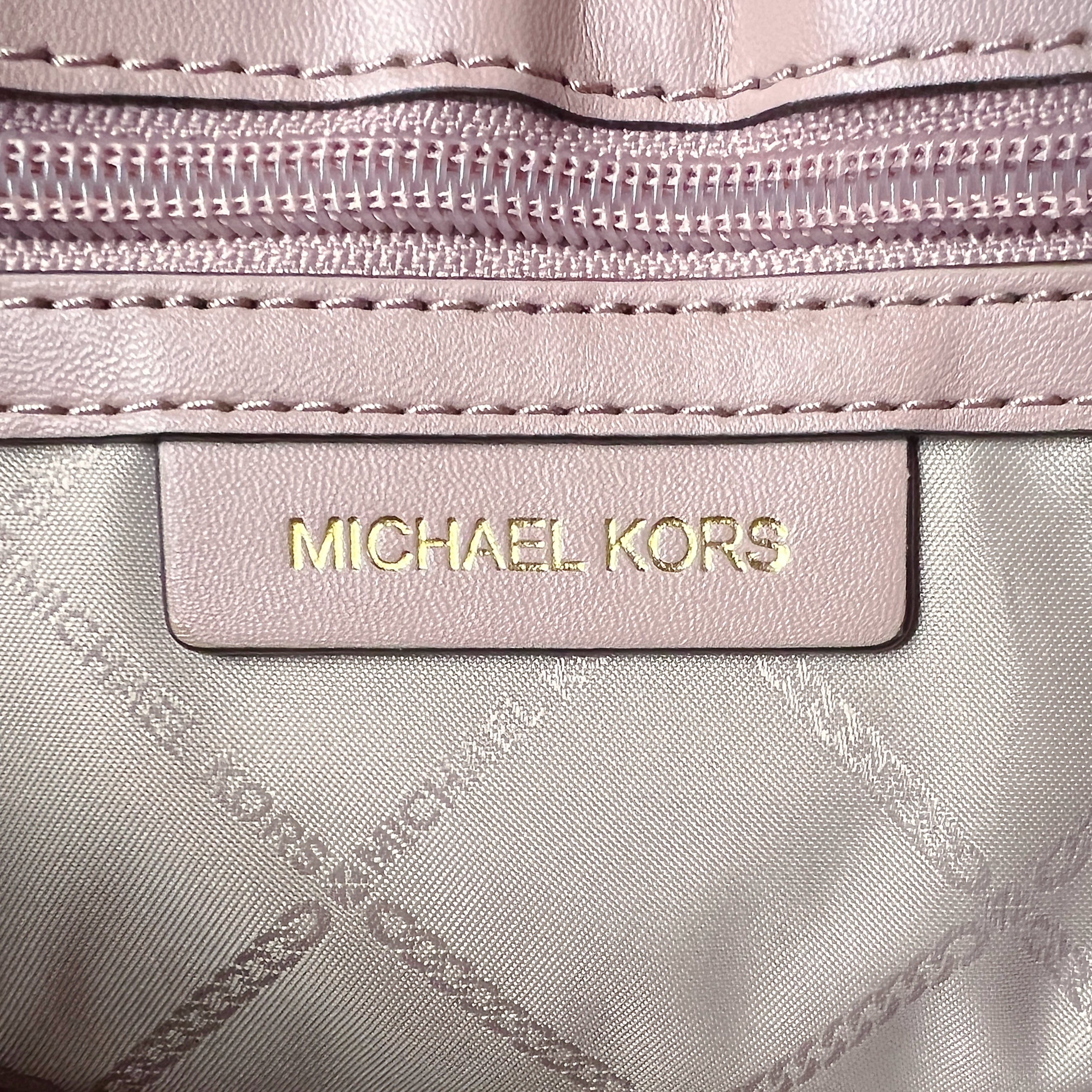 Michael Kors Pink MK Monogram Gold Chain Detail Shoulder Bag Like New