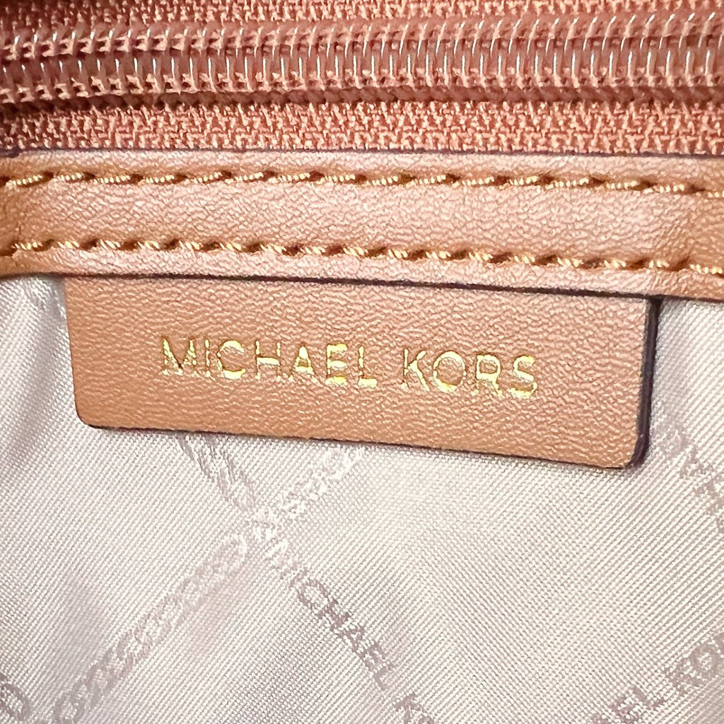 Michael Kors Caramel Leather MK Monogram 2 Way Shoulder Bag Excellent