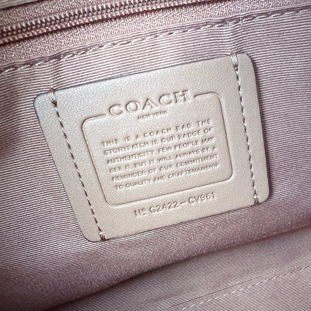 Coach Creamy Leather Front Logo Monogram Boston 2 Way Shoulder Bag Like New