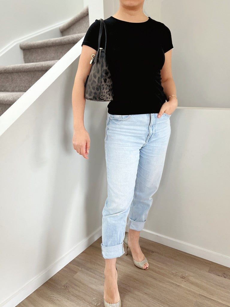 Dolce & Gabbana D&G Black Leather Leopard Pattern Tote Bag Like New