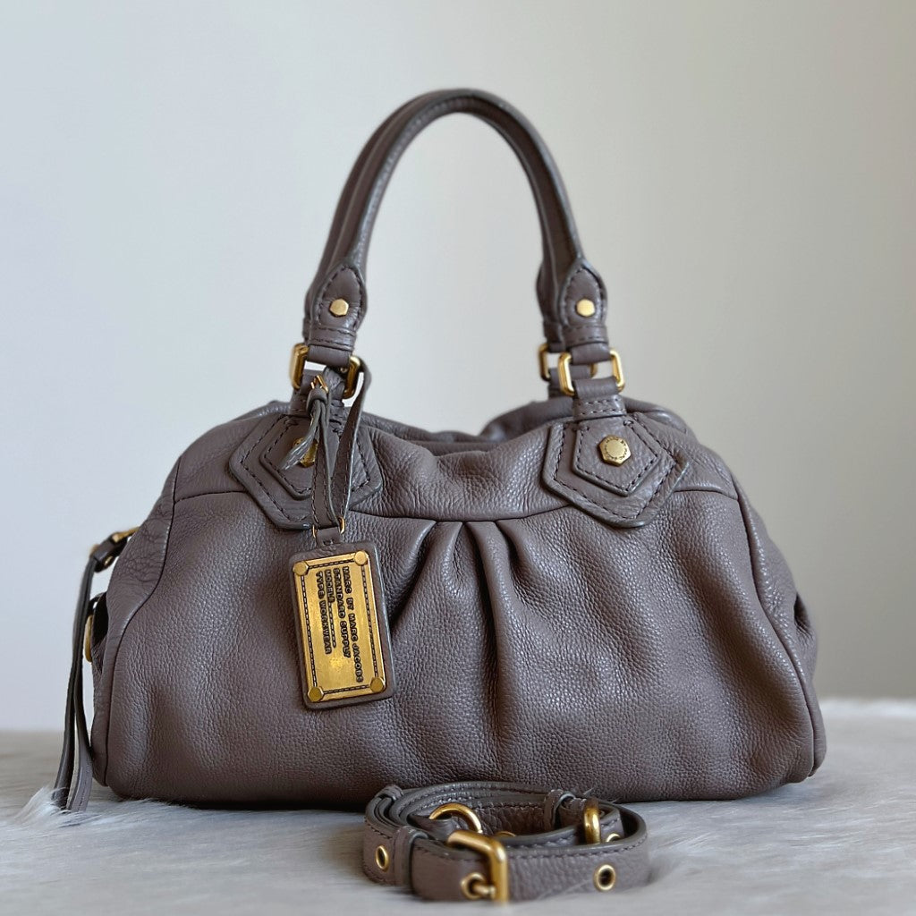 Marc Jacobs Taupe Leather Classic Q 2 Way Shoulder Bag