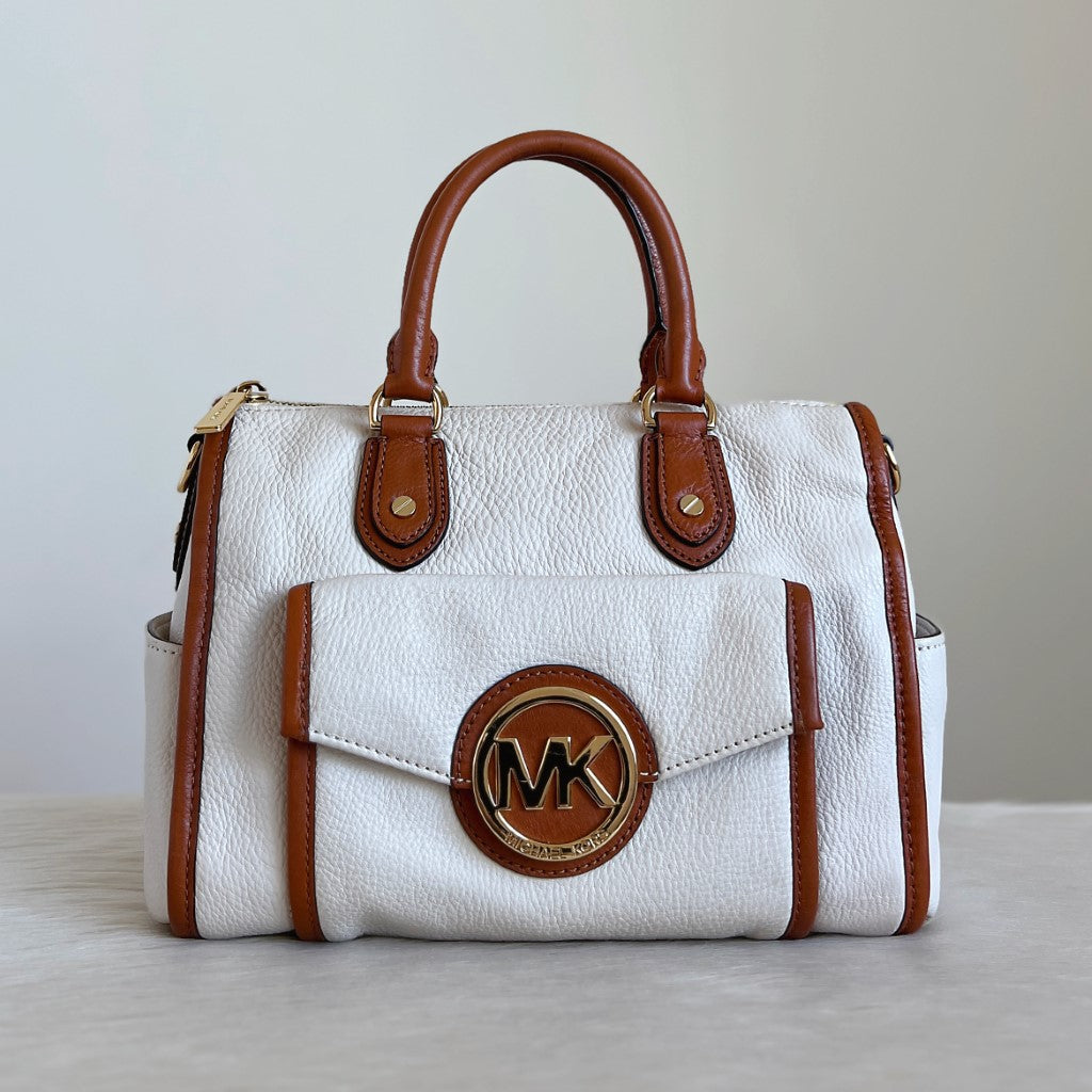 Michael Kors Two Tone Leather Boston Tote Bag