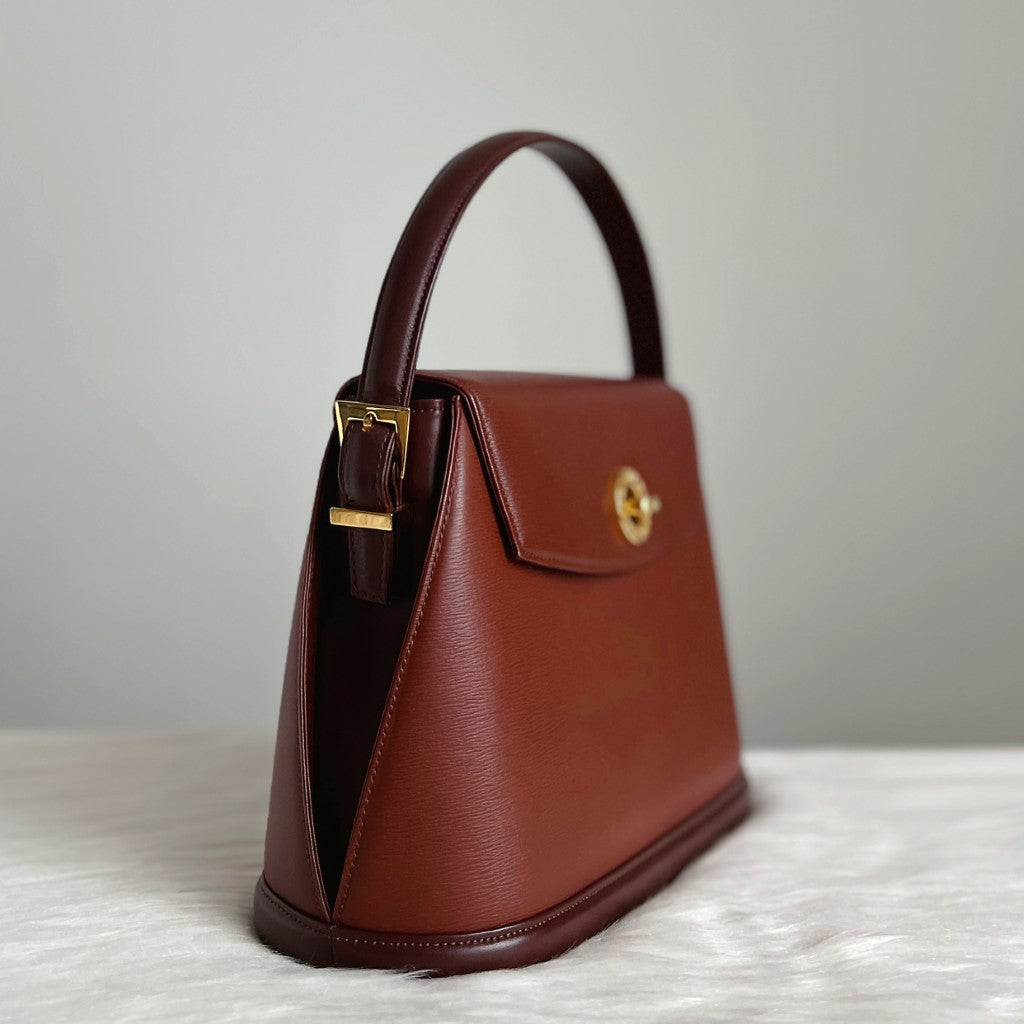 Valentino Caramel Leather Turn Lock Doctor 2 Way Shoulder Bag Excellent