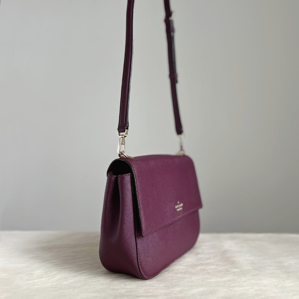 Kate Spade Bordeaux Leather Flap Crossbody Shoulder Bag