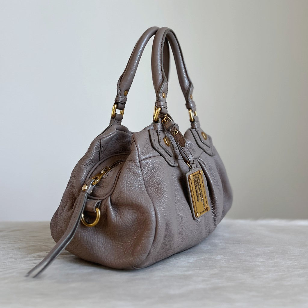 Marc Jacobs Taupe Leather Classic Q 2 Way Shoulder Bag