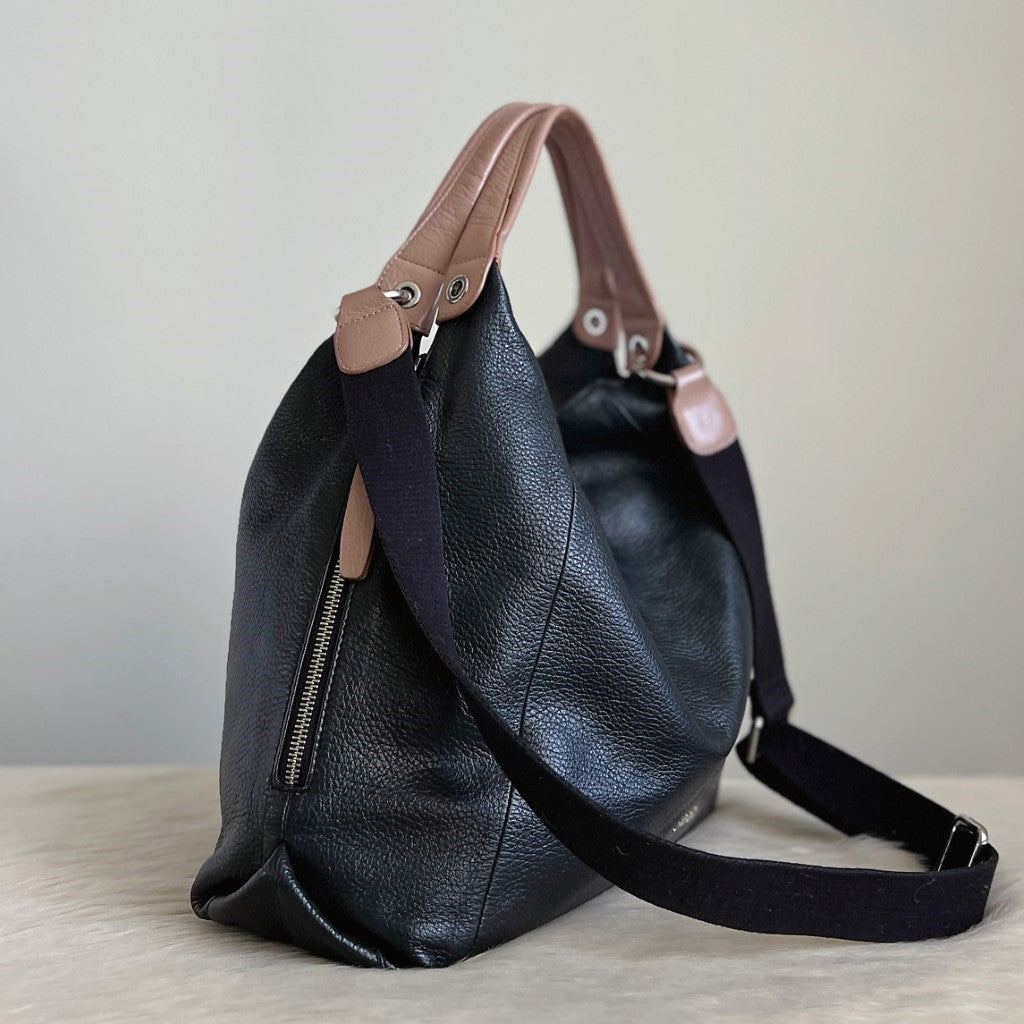 Furla Two Tone Leather Slouchy Side Zip Detail 2 Way Shoulder Bag