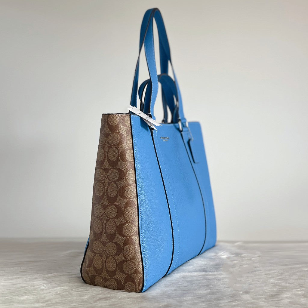 Coach Blue Leather Monogram Patchwork 3 Way Shoulder Bag New with Tags