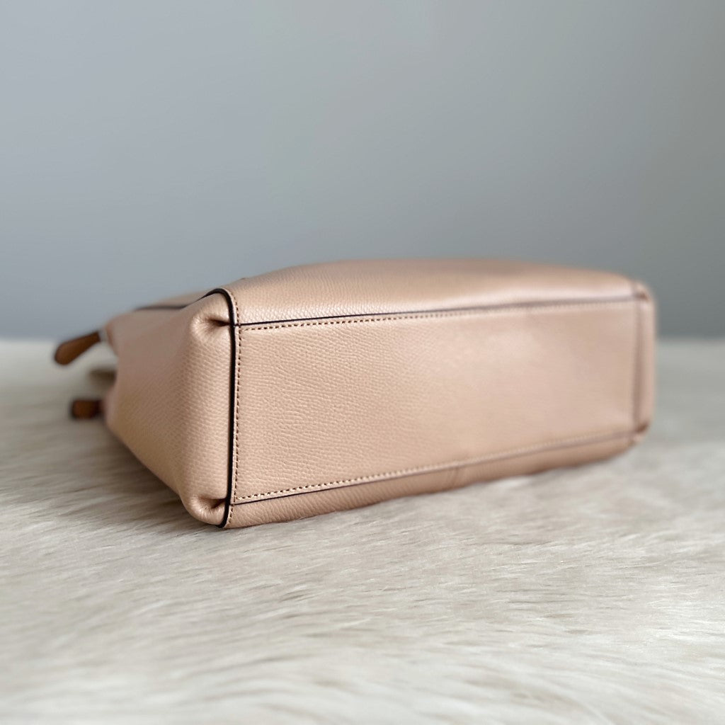 Coach Beige Leather Triple Compartment 2 Way Shoulder Bag New with Tags