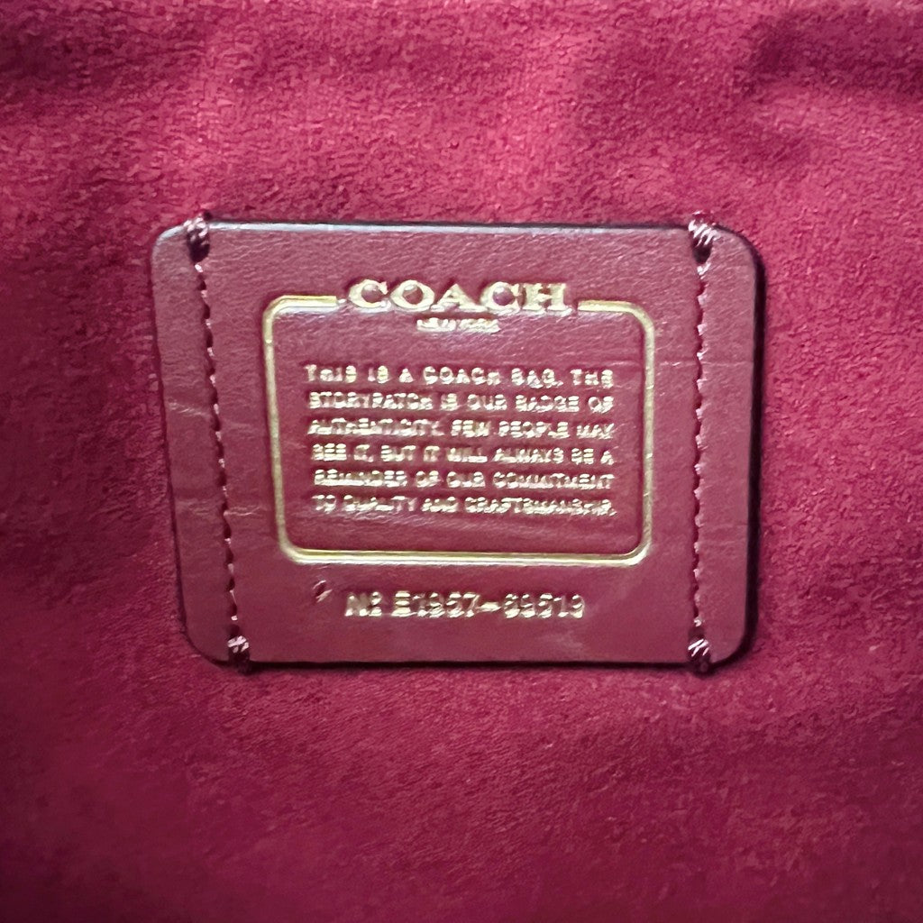 Coach Bordeaux Leather Double Compartment Turn Lock 2 Way Shoulder Bag Like New