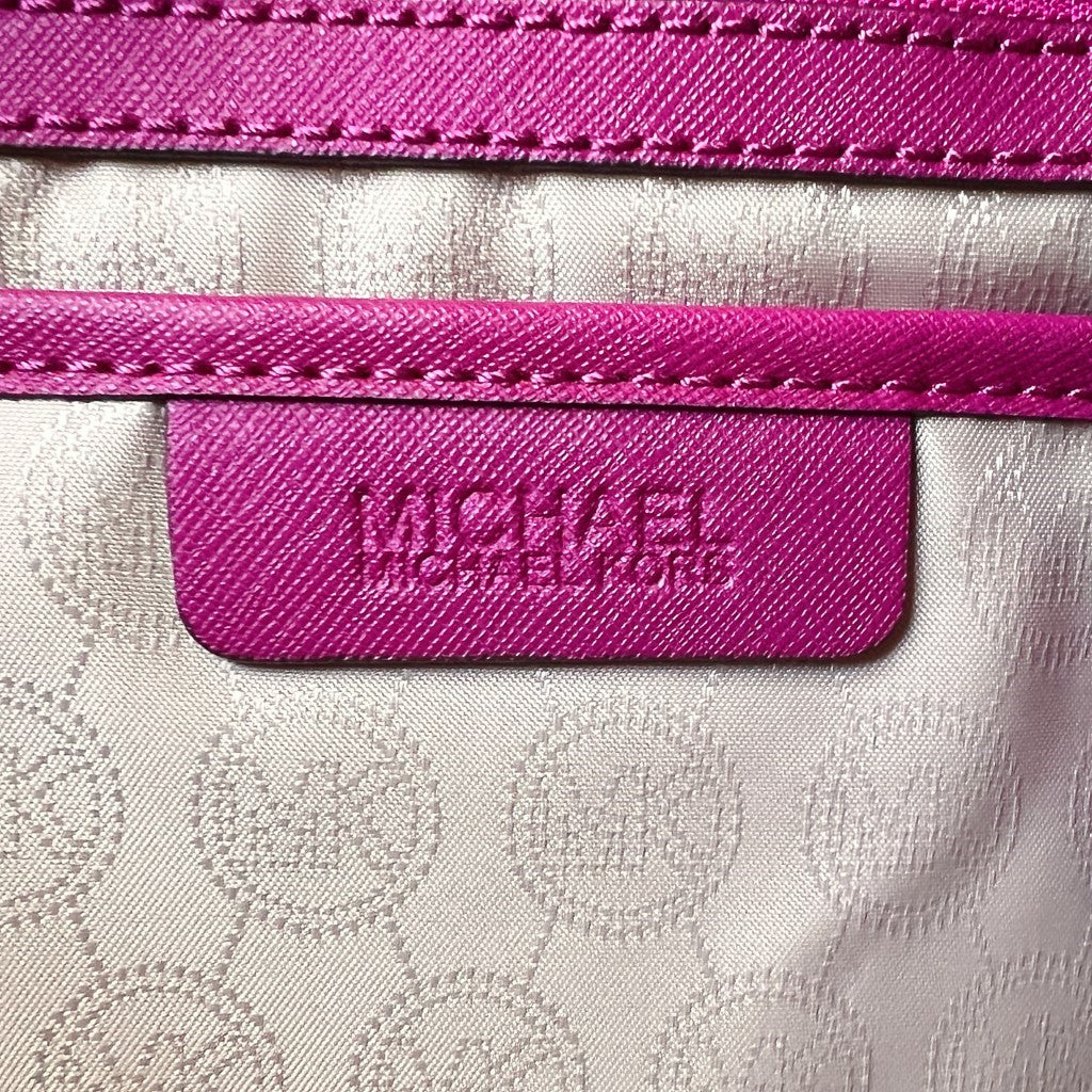 Michael Kors Fuchsia Leather MK Charm Triple Compartment 2 Way Shoulder Bag Excellent