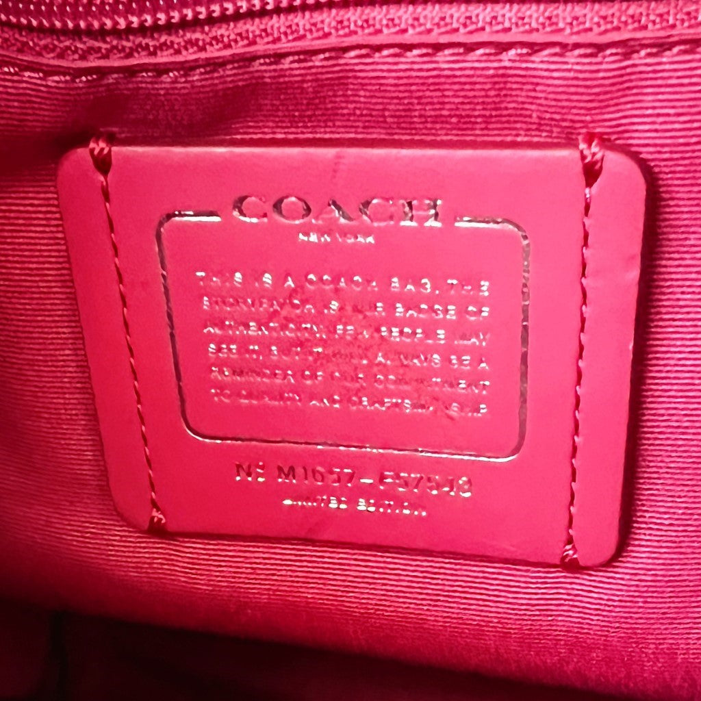 Coach Red Leather Drawstring Bucket Crossbody Shoulder Bag Excellent