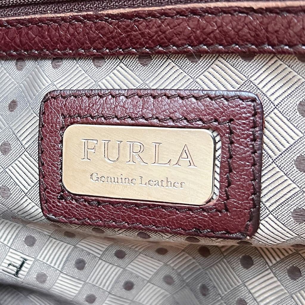 Furla Chocolate Leather Slouchy Carryall Shoulder Bag