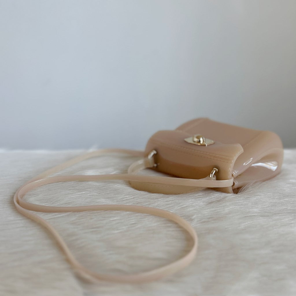 Furla Beige Jelly Trun Lock 2 Way Shoulder Bag