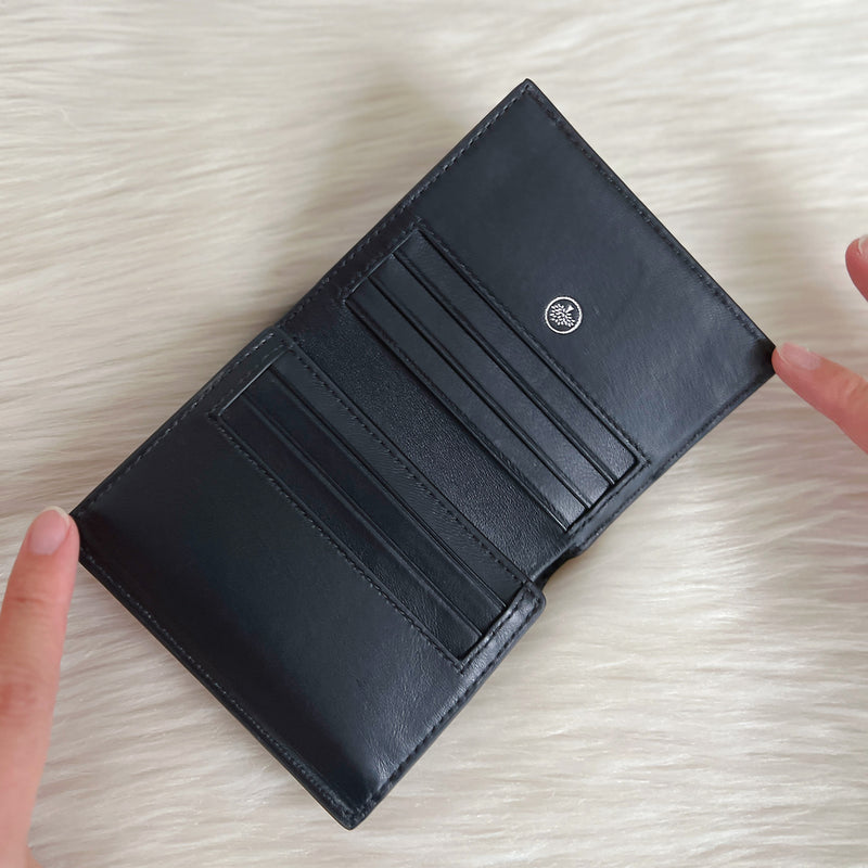 Mulberry Black Leather Tri-fold Unisex Wallet