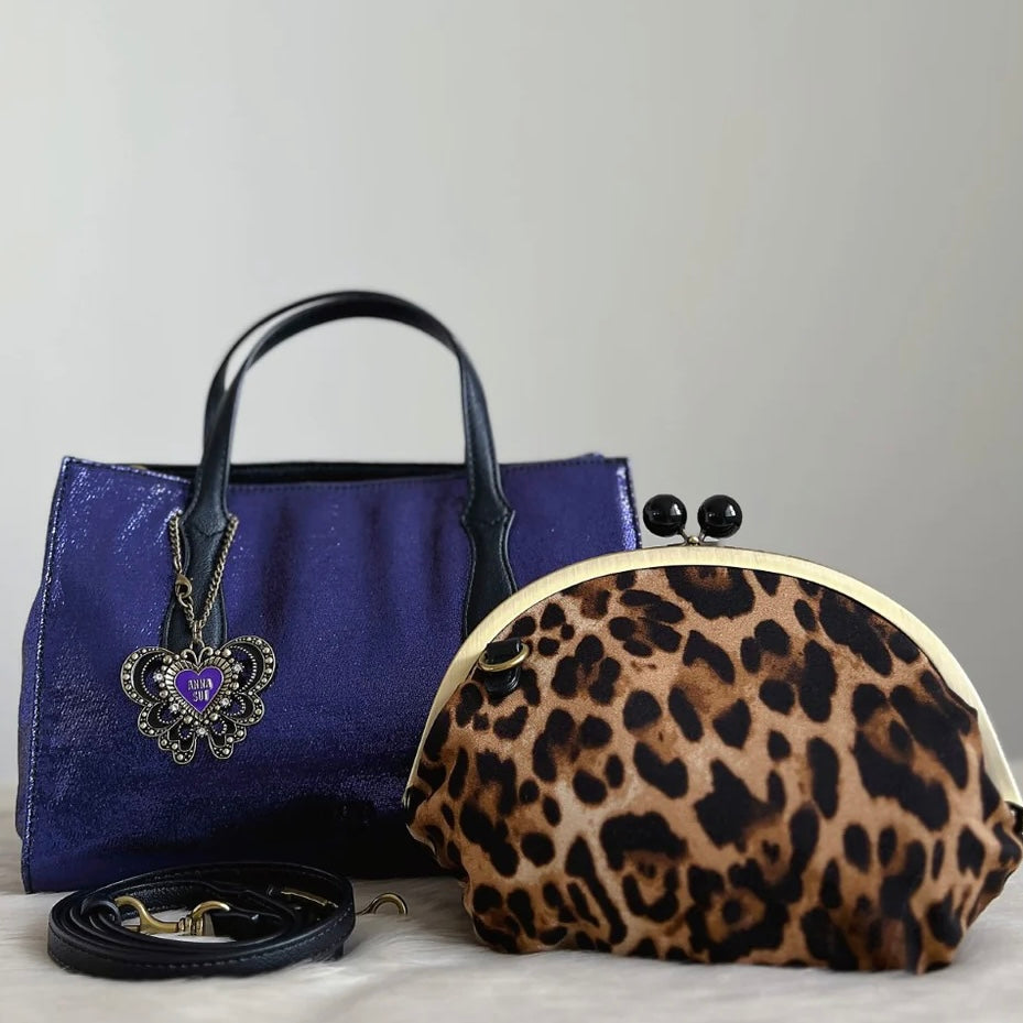 Anna Sui Signature Butterfly Charm 2 Way Shoulder Bag 2 in 1 Excellent