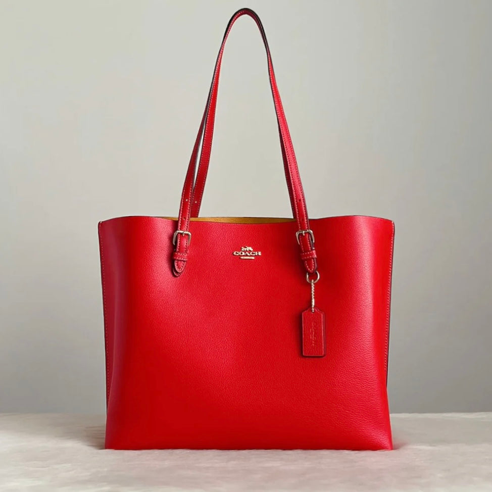 Coach Red Leather Triple Compartment Large Shoulder Bag Like New