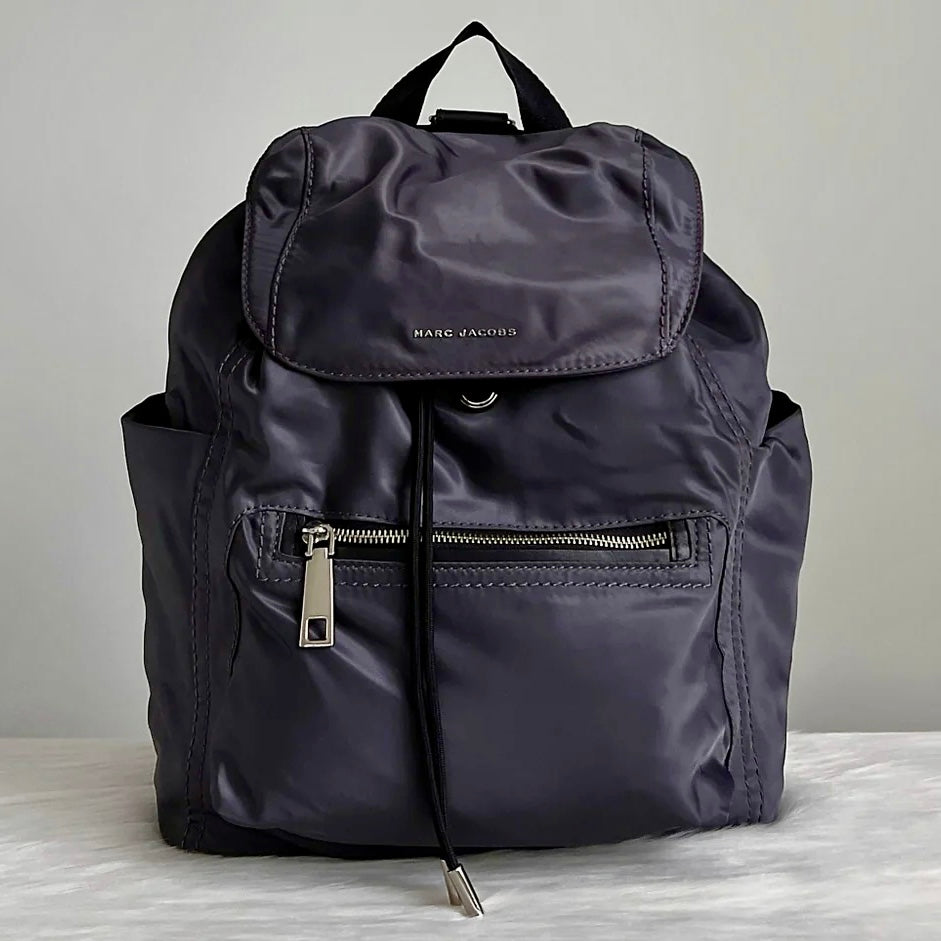 Marc Jacobs Dark Grey Front Logo Drawstring Backpack Like New