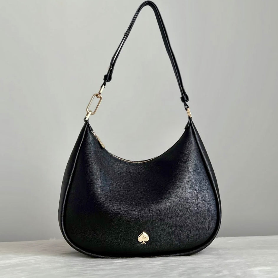 Kate Spade Black Leather Slouchy Half Moon 2 Way Shoulder Bag Like New