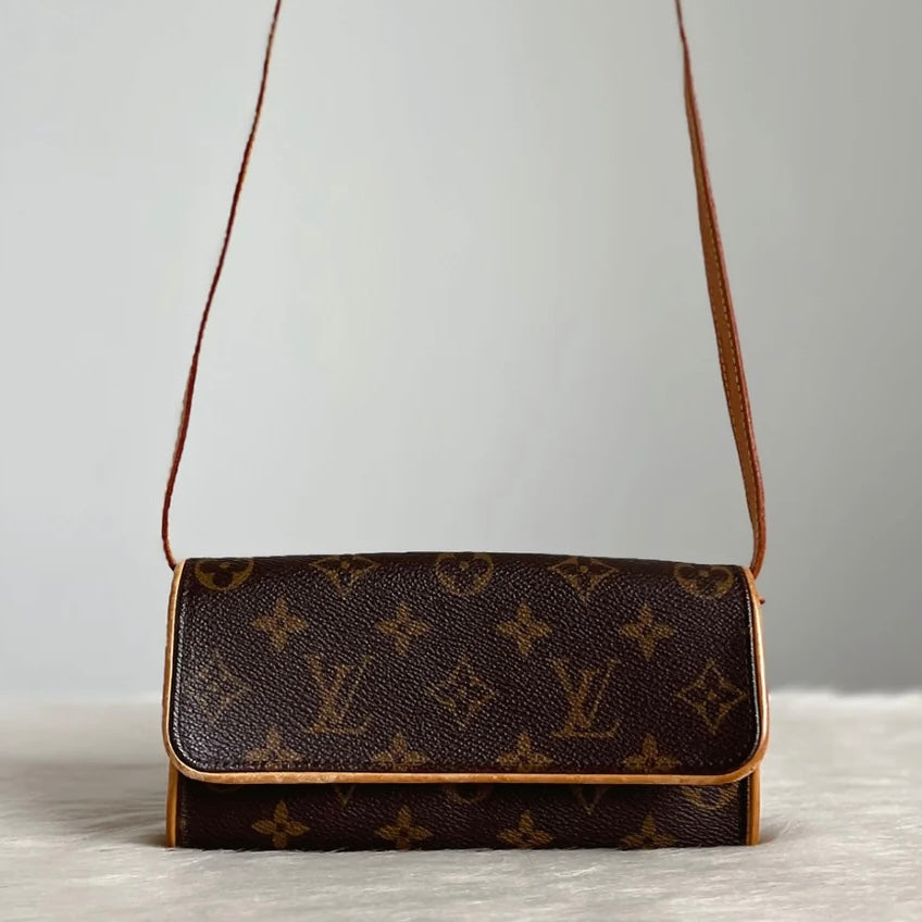 Louis Vuitton Signature Monogram Pochette Twin PM Mini Shoulder Bag