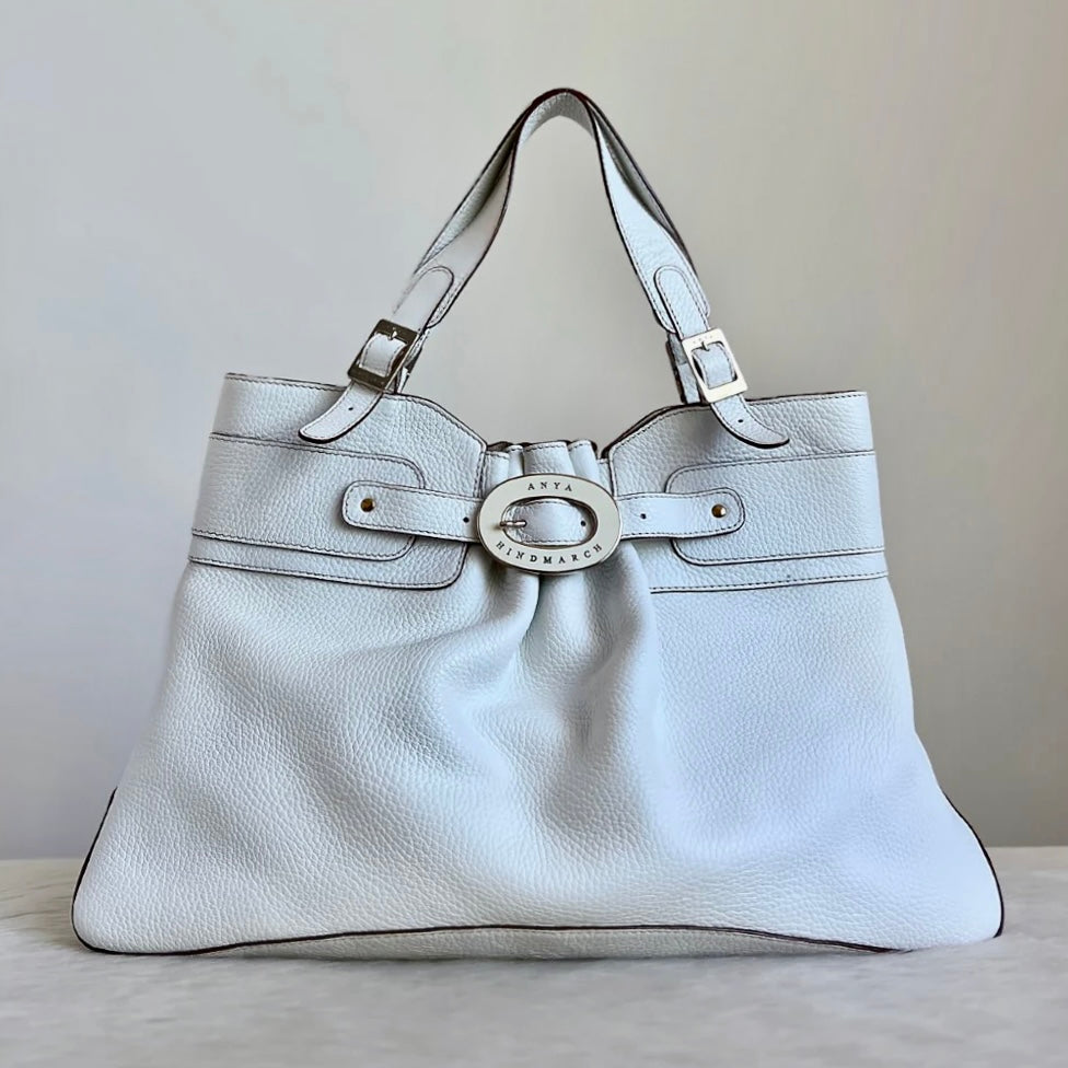 Anya Hindmarch White Leather Front Detail Shoulder Bag