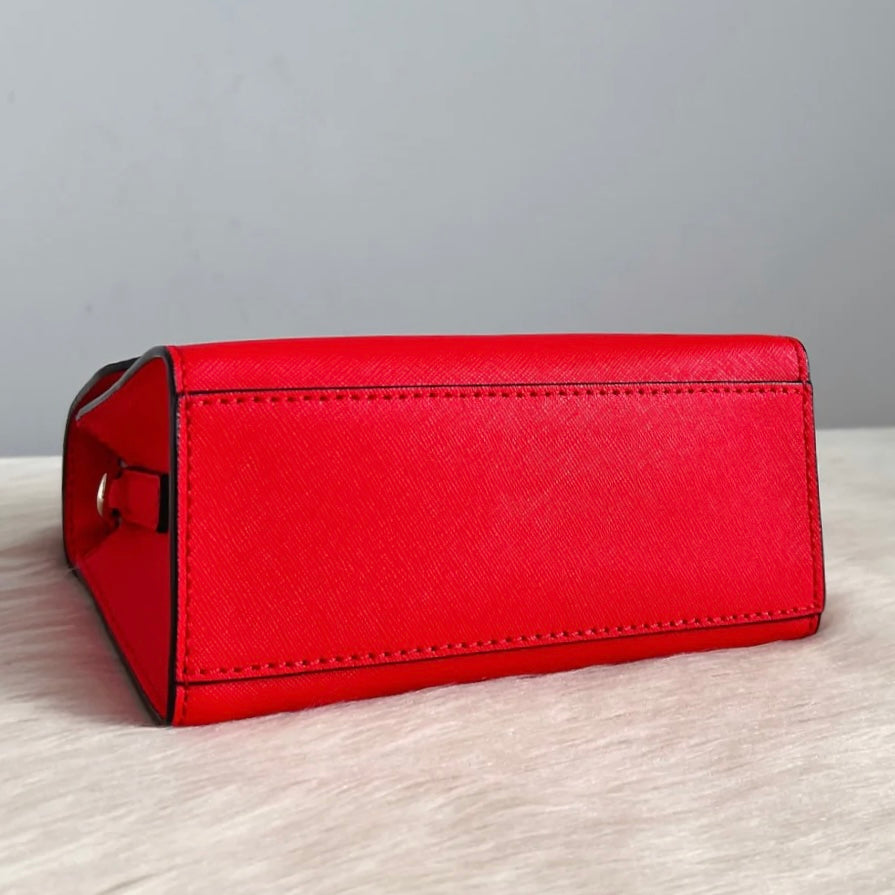 Kate Spade Red Leather Front Logo Small 2 Way Shoulder Bag Like New