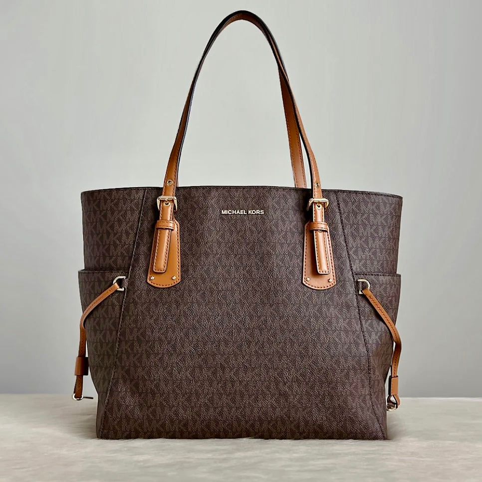 Michael Kors Caramel Leather Triple Compartment Career Shoulder Bag Like New