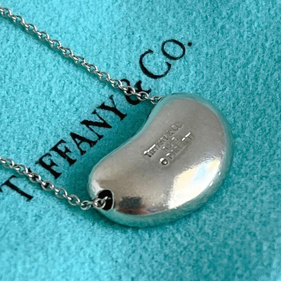 Tiffany & Co. Elsa Peretti Silver Tiffany Bean Necklace Excellent