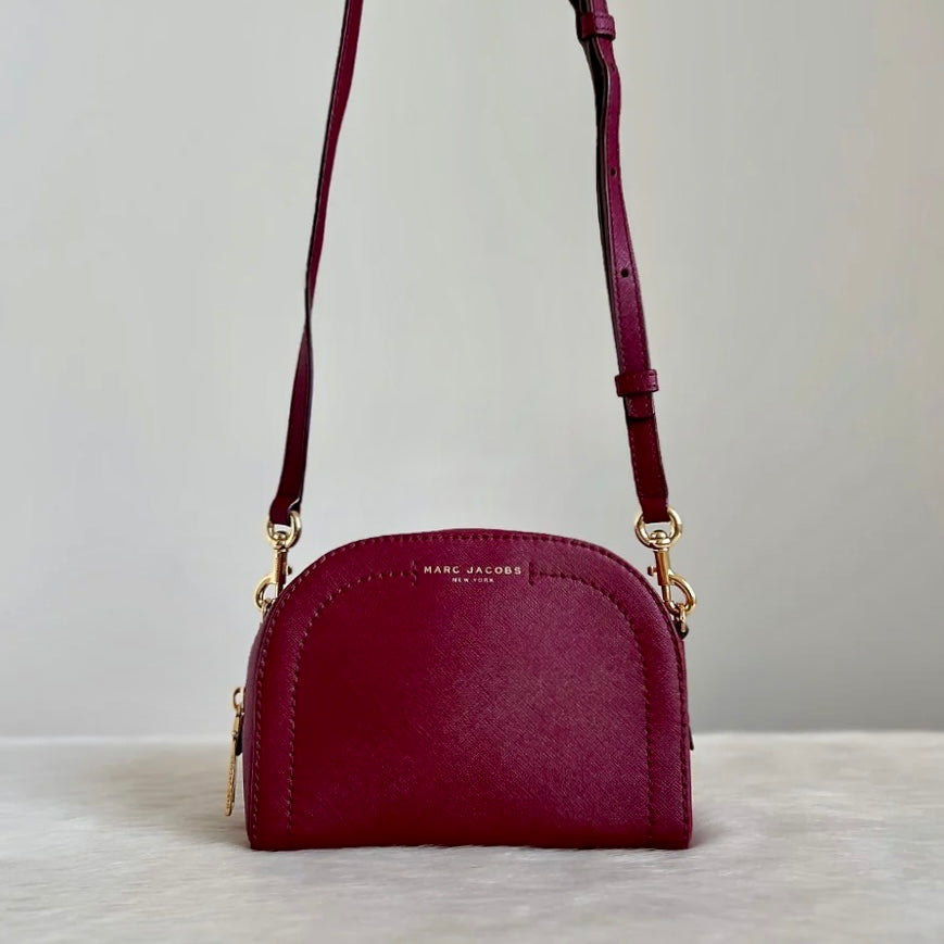 Marc Jacobs Bordeaux Leather Small Crossbody Shoulder Bag Excellent