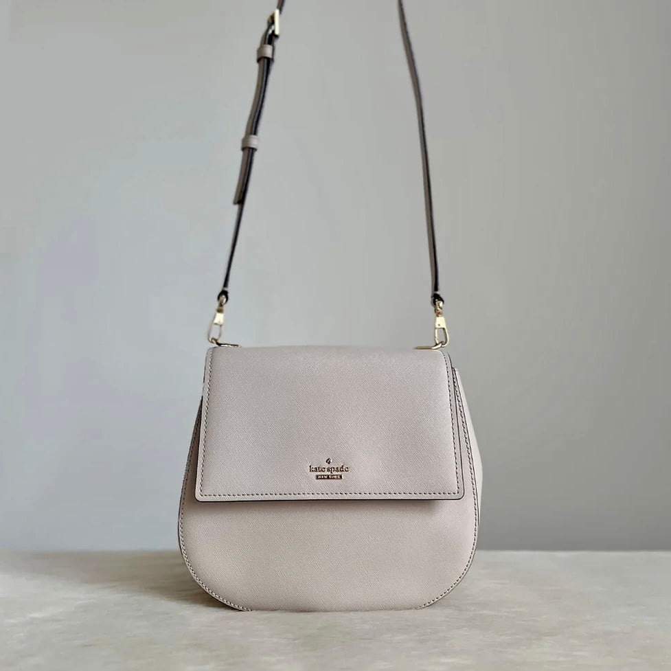 Kate Spade Creamy Leather Front Logo Crossbody Shoulder Bag Excellent