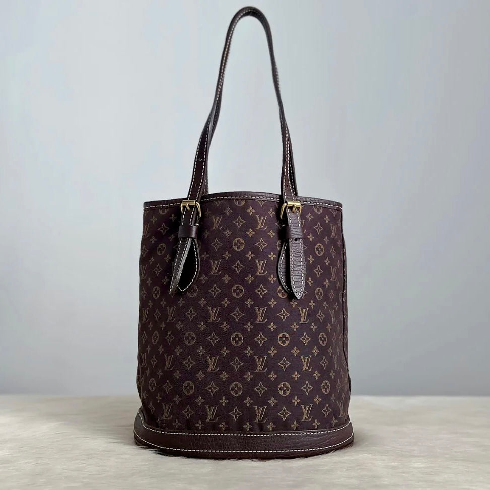 Louis Vuitton Mini Lin Monogram Bucket PM Shoulder Bag Excellent